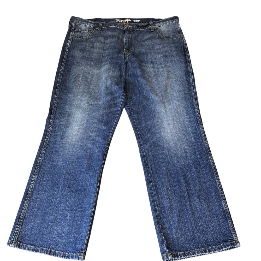 Wrangler Jeans Mens 42x32 (42X31) Blue Relaxed Bootcut Stretch Denim WRT20JH